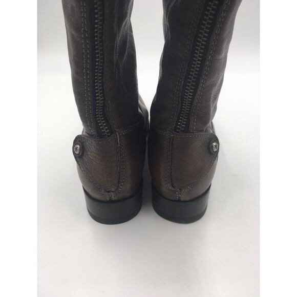 Frye 76430 Melissa 2 Button Zip Knee High Tall Brown Leather Riding Boots Sz 6.5 - Picture 6 of 7